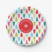 CHRISTMAS TREE PATTERN Festlich modern minimalrot Pappteller (Vorderseite)