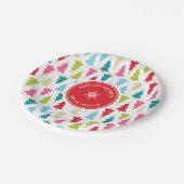 CHRISTMAS TREE PATTERN Festlich modern minimalrot Pappteller (Schrägansicht)