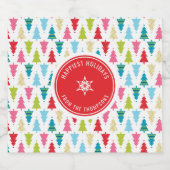 CHRISTMAS TREE PATTERN Festlich modern minimalrot Schaumweinetikett (Einzelnes Label)