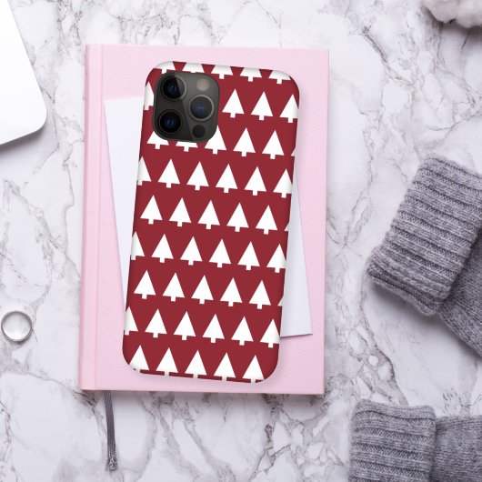 Christmas Tree Pattern Geometric | Scandi Dark Red Case-Mate iPhone Hülle
