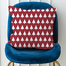 Christmas Tree Pattern Geometric | Scandi Dark Red Kissen