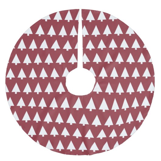 Christmas Tree Pattern Geometric | Scandi Dark Red Polyester Weihnachtsbaumdecke (Vorderseite)