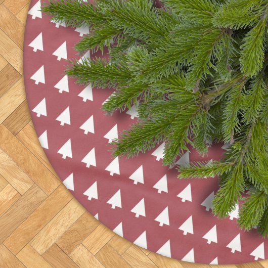 Christmas Tree Pattern Geometric | Scandi Dark Red Polyester Weihnachtsbaumdecke