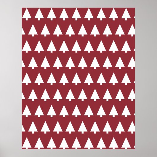 Christmas Tree Pattern Geometric | Scandi Dark Red Poster (Vorne)