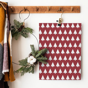 Christmas Tree Pattern Geometric   Scandi Dark Red Poster