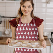 Christmas Tree Pattern Geometric | Scandi Dark Red Schürze