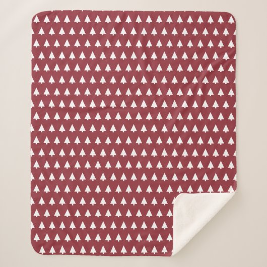 Christmas Tree Pattern Geometric | Scandi Dark Red Sherpadecke (Vorderseite)