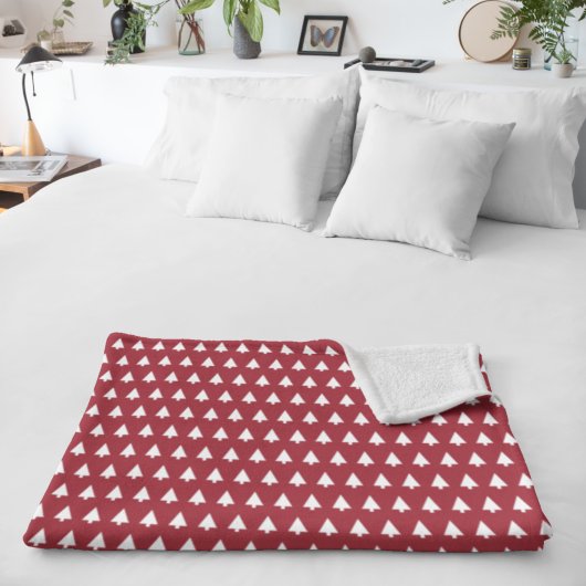 Christmas Tree Pattern Geometric | Scandi Dark Red Sherpadecke
