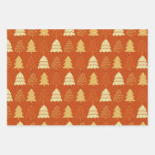 Christmas Tree Pattern in Retro Green Blue Russet Geschenkpapier Set (Vorderseite 3)