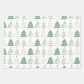 Christmas Tree Pattern in Retro Green Blue Russet Geschenkpapier Set (Vorderseite)