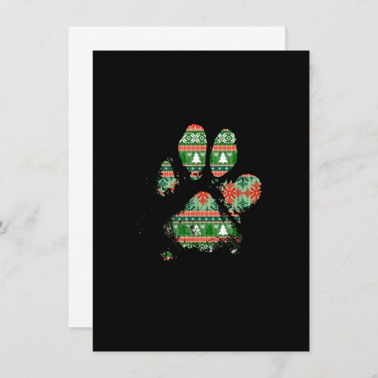 Christmas Tree Pattern Knit Muddy Messy Dog Paw Pr Einladung (Vorne/Hinten)