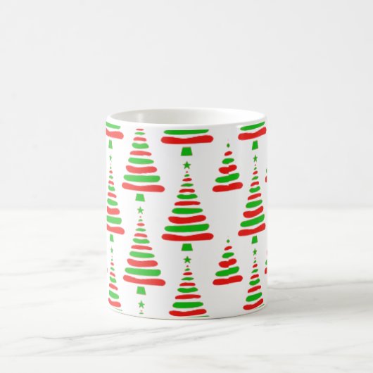 Christmas tree pattern red and green doodle b kaffeetasse (Mittel)