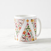 Christmas tree pattern with toys white background kaffeetasse (VorderseiteRechts)