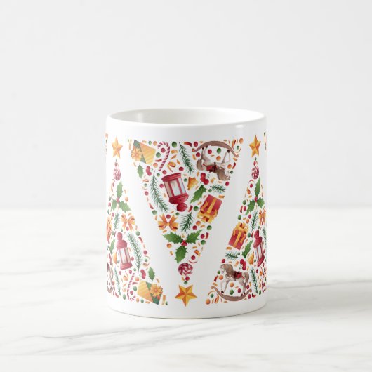 Christmas tree pattern with toys  white background kaffeetasse (Mittel)