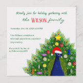 Christmas Tree Peacock Holiday Gathering  Einladung (Vorderseite)