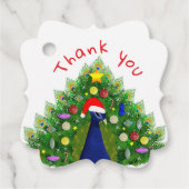 Christmas Tree Peacock Thank You Card  Geschenkanhänger (Vorderseite)