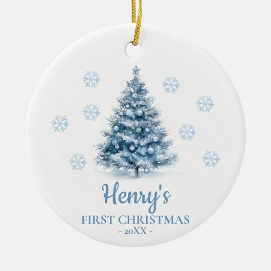 Christmas Tree Personalized Baby's First Christmas Keramik Ornament (Vorne)