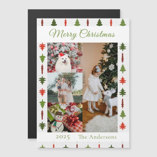 Christmas Tree Photo Collage Magnetic Card Magnetkarte (Vorne/Hinten)