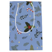 Christmas Tree Pine Branch Holly Berry Mistletoe Mittlere Geschenktüte (Vorderseite)