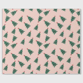Christmas Tree Pink, Green and Red Wrapping Paper Geschenkpapier (Flach)