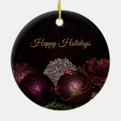 Christmas Tree Pink Green Leaves Black Elegant Keramik Ornament (Hinten)