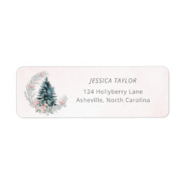 Christmas Tree Pink Silver Return Address