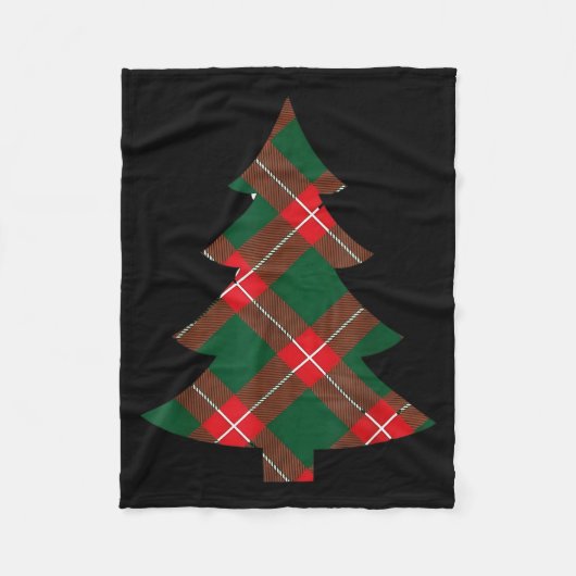 Christmas Tree Plaid Pattern Red Green Holiday For Fleecedecke (Vorderseite)