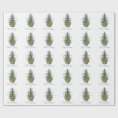 Christmas Tree Preppy Bow Blue Christmas Geschenkpapier (Flach)