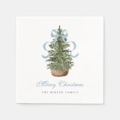 Christmas Tree Preppy Bow Blue Christmas Serviette (Vorderseite)