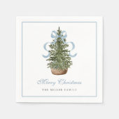 Christmas Tree Preppy Bow Blue Christmas Serviette (Vorderseite)