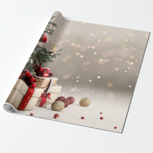 Christmas Tree Presents Bokeh Geschenkpapier (Ungerollt)