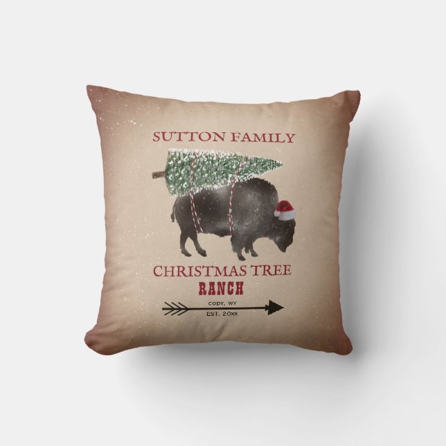 Christmas Tree Ranch Buffalo Bison Arrow Santa Kissen (Vorderseite)