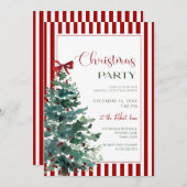  Christmas tree red bow Holiday Party Invitation Einladung (Vorne/Hinten)