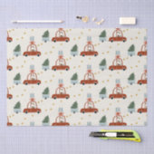 Christmas Tree Red Car Illustration  Seidenpapier (Handwerk)