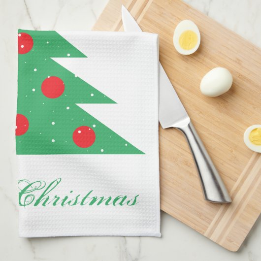 Christmas Tree Red Green Frohe Weihnachtsküche T Geschirrtuch (Viertel Falte)