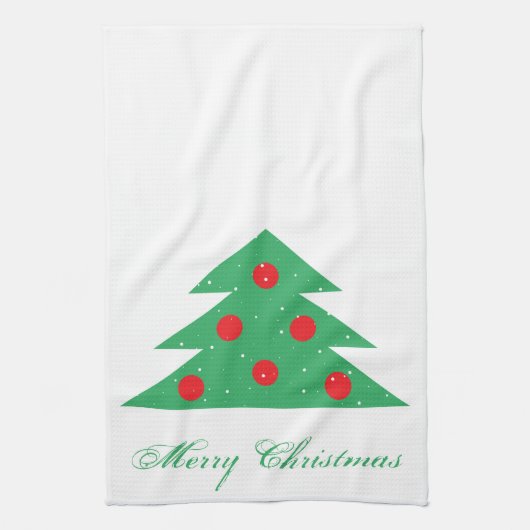 Christmas Tree Red Green Frohe Weihnachtsküche T Geschirrtuch (Vertikal)