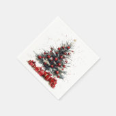 Christmas Tree Red Ornaments Gifts Holiday Serviette (Ecke)