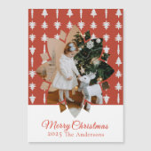 Christmas Tree Red Photo Holiday Magnetic Magnetkarte (Vorderseite)