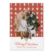 Christmas Tree Red Photo Holiday Magnetic 