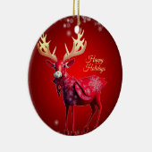 Christmas Tree Red Reindeer Winter Holidays Keramik Ornament (Rechts)