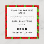 Christmas Tree Red Thank You Quadratische Visitenkarte (Rückseite)