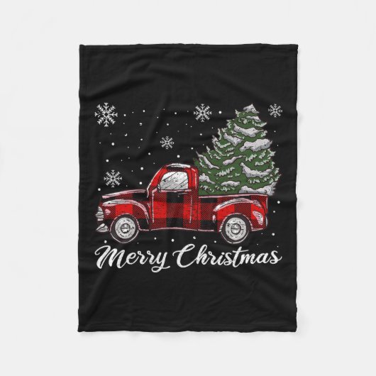 Christmas Tree Red Truck Pajama Fleecedecke (Vorderseite)