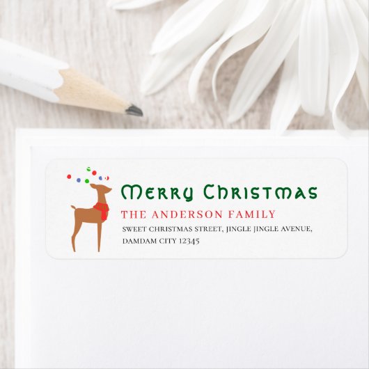 Christmas Tree & Reindeer Simple Return Address (Insitu)