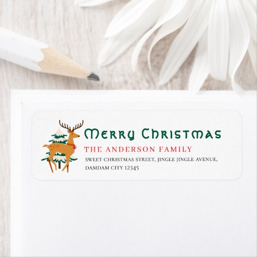 Christmas Tree & Reindeer Simple Return Address (Insitu)