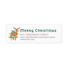 Christmas Tree & Reindeer Simple Return Address