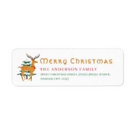 Christmas Tree & Reindeer Simple Return Address