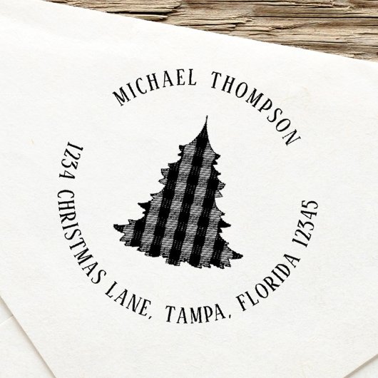 Christmas Tree Return Address Custom Permastempel