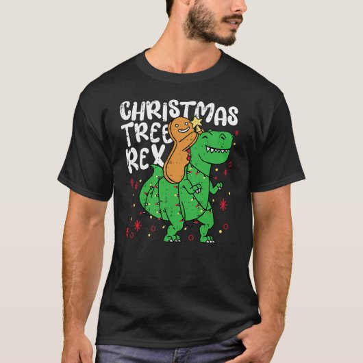 Christmas Tree Rex Christmas Funny Gingerbread Man T-Shirt (Vorderseite)