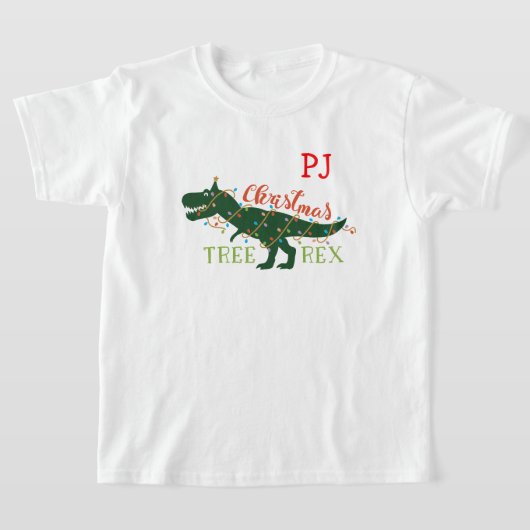 Christmas Tree-Rex Dinosaur Rote Initials T-Shirt (Ablage )