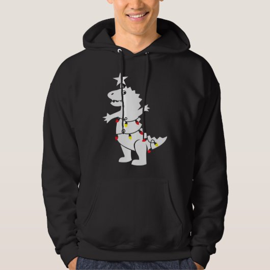 Christmas Tree Rex Dinosaur Xmas Lights Rex Pun Jo Hoodie (Vorderseite)